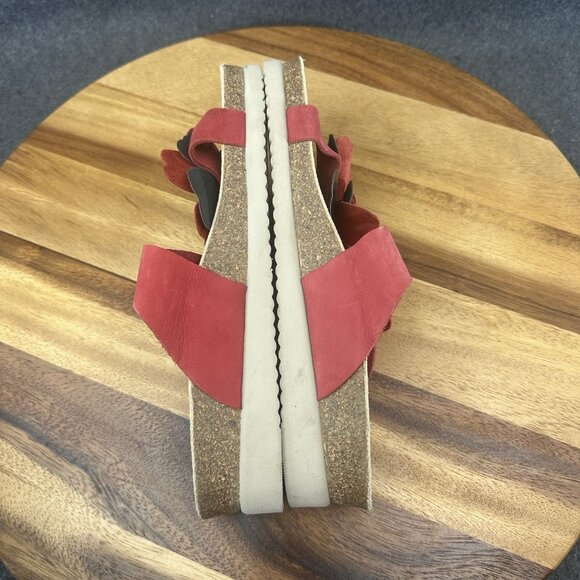 Mephisto Helen Flower Leather Air Relax Slide Sandals Red Women's 37/7 - Picture 8 of 10